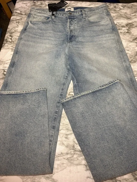 NWT PAIGE Sawyer Wide Leg Jeans Women’s Size 33 Anja Split High Rise $269 - Picture 2 of 9